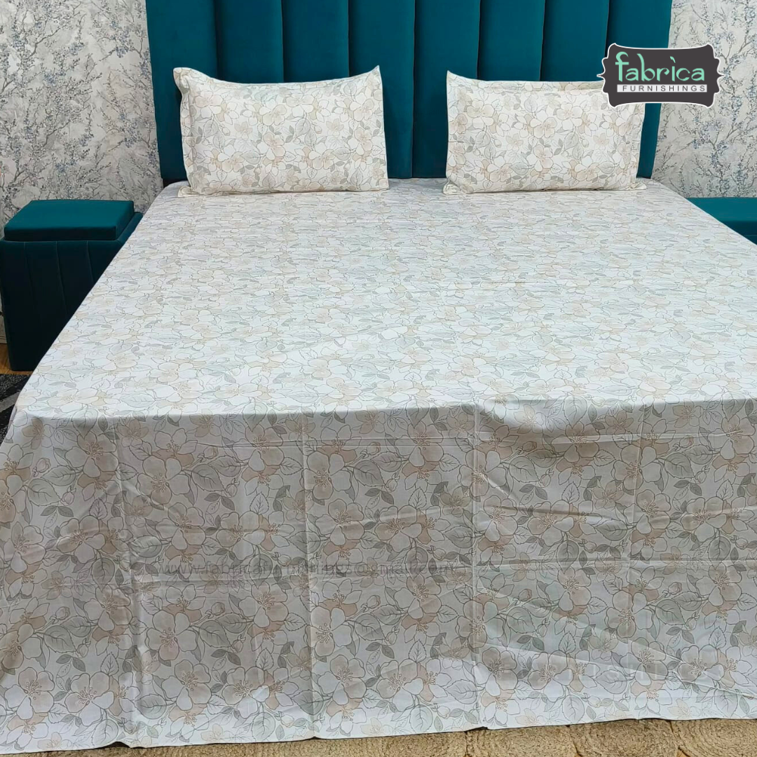 Floral Bliss King Size Pure Cotton Printed Bedsheet Set