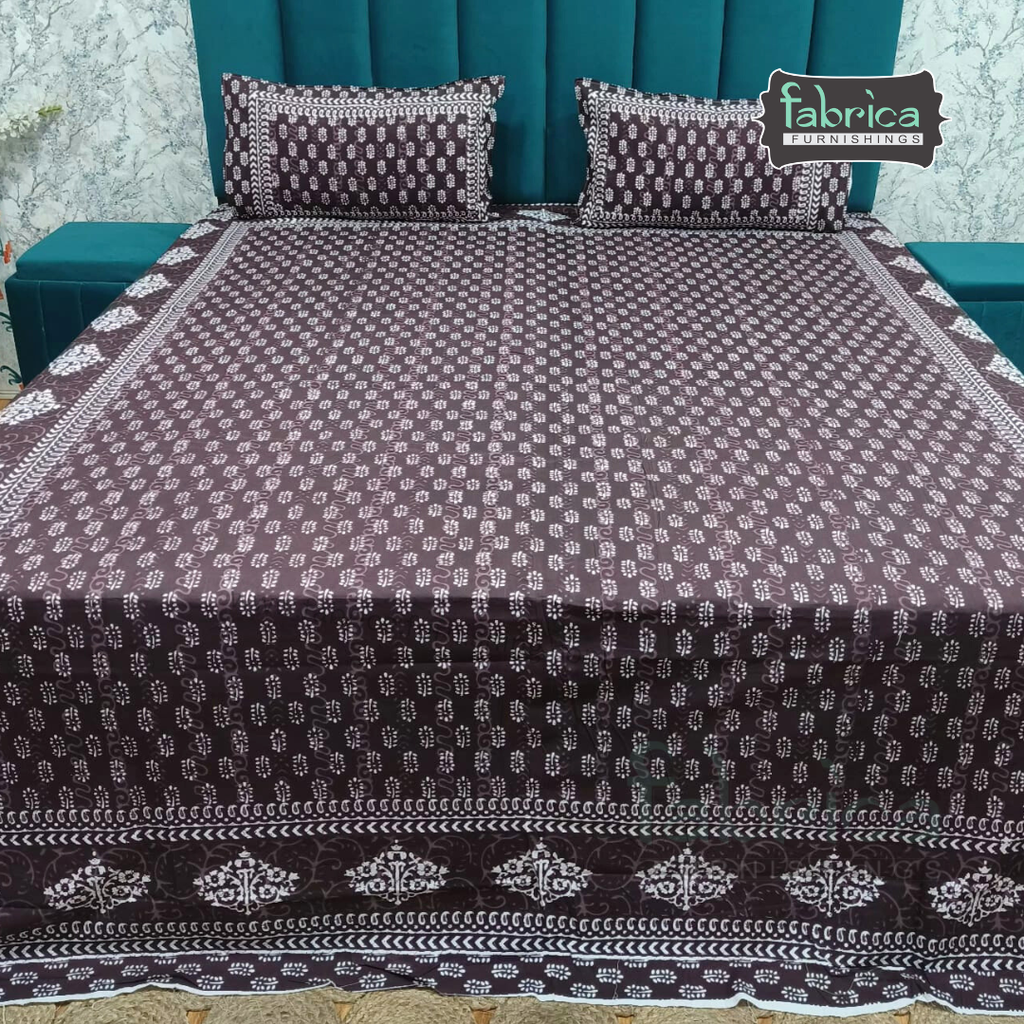 Indigo Printed Double Bed Pure Cotton Bedsheet
