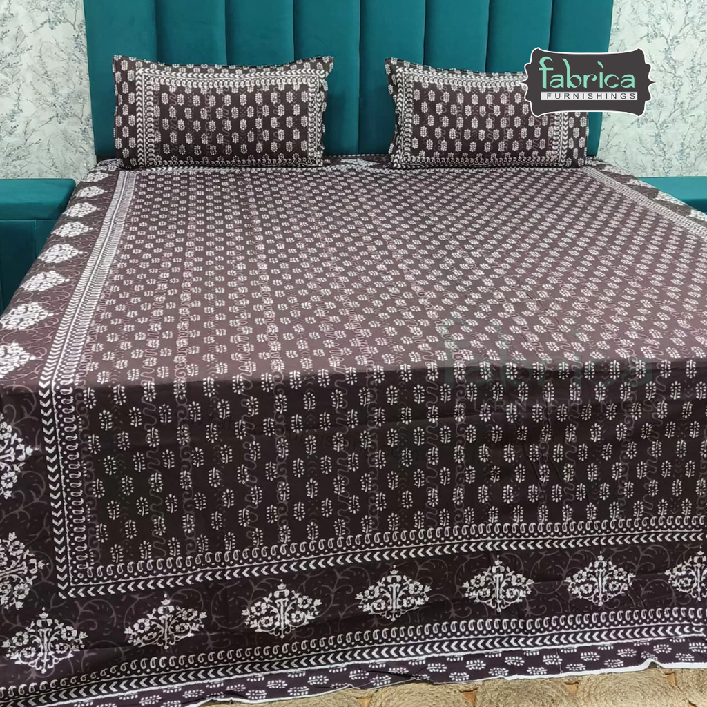 Indigo Printed Double Bed Pure Cotton Bedsheet