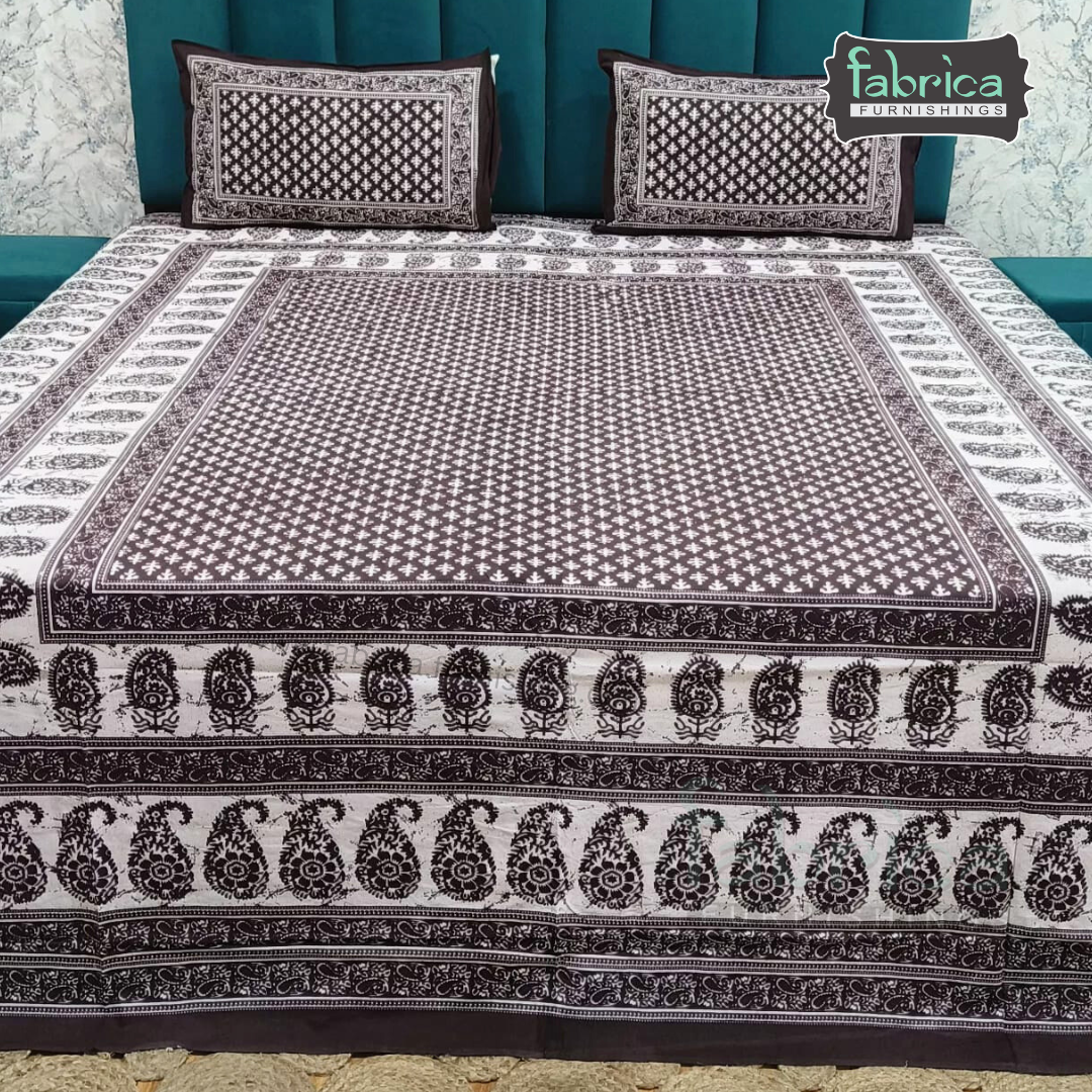 Indigo Printed Double Bed Pure Cotton Bedsheet