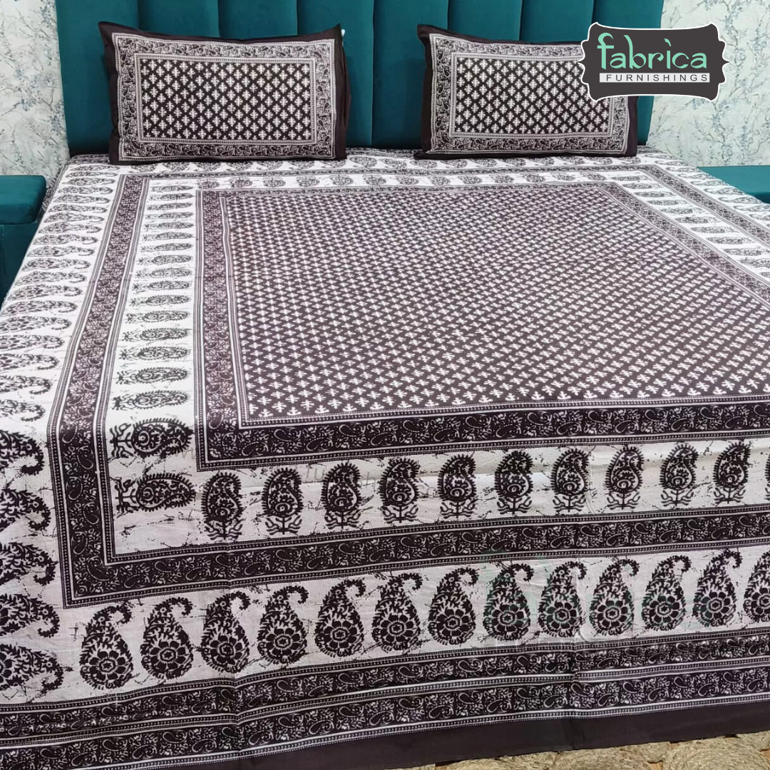 Indigo Printed Double Bed Pure Cotton Bedsheet