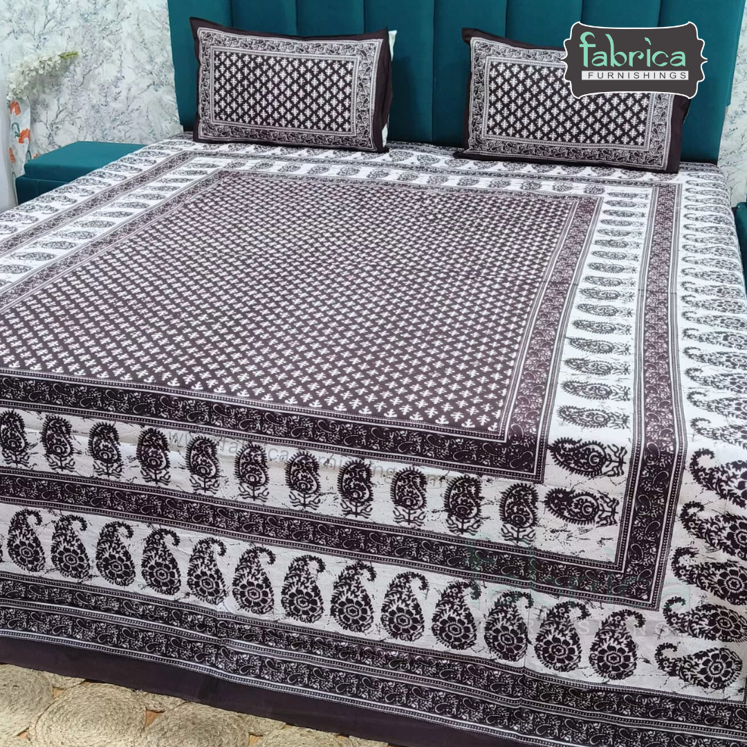 Indigo Printed Double Bed Pure Cotton Bedsheet