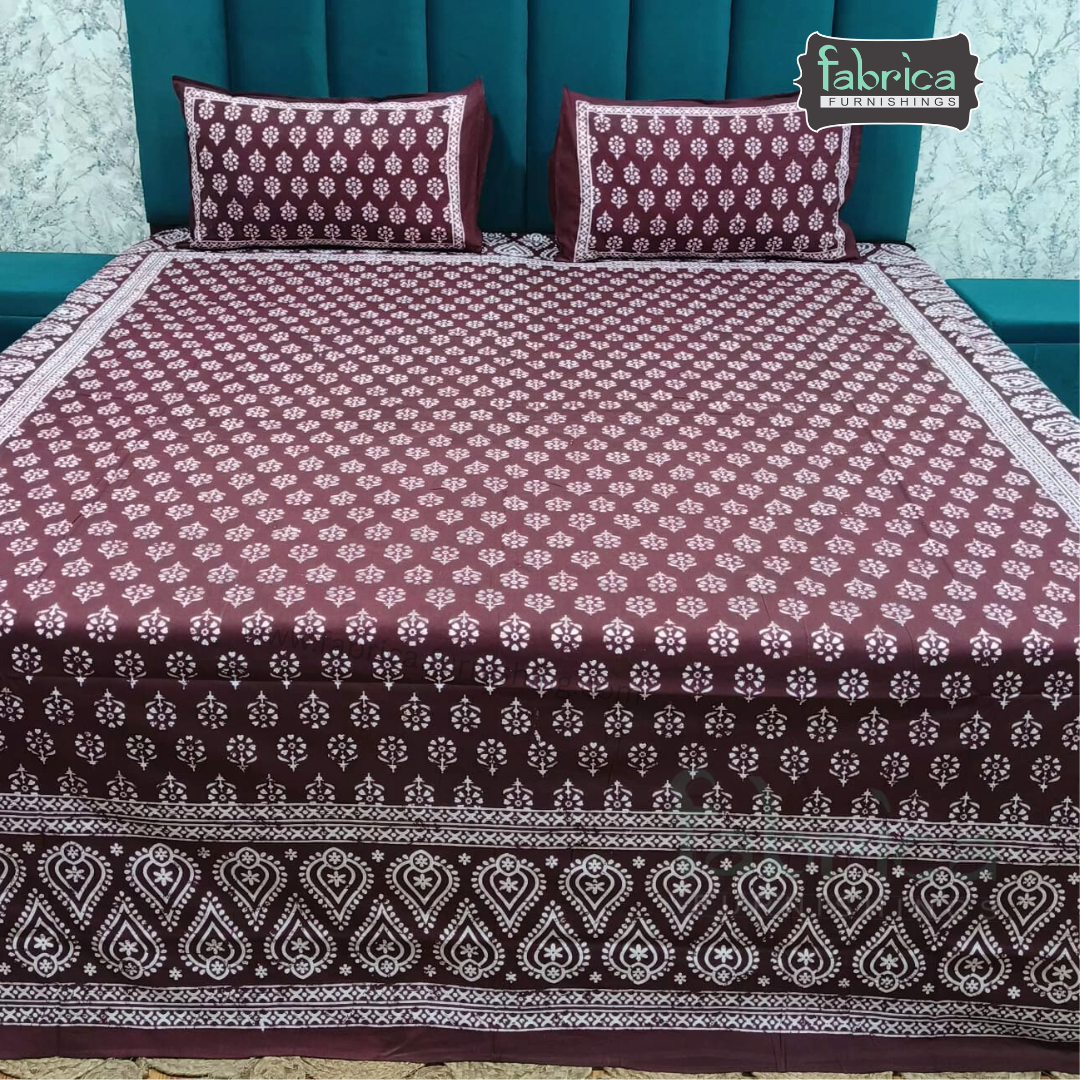 Indigo Printed Double Bed Pure Cotton Bedsheet
