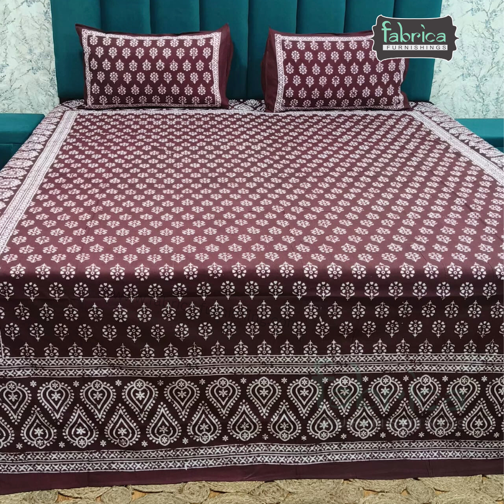 Indigo Printed Double Bed Pure Cotton Bedsheet