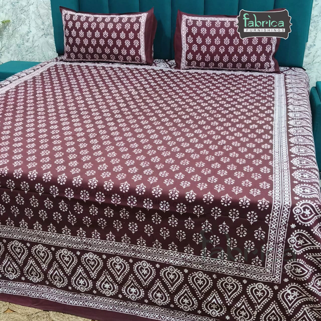Indigo Printed Double Bed Pure Cotton Bedsheet