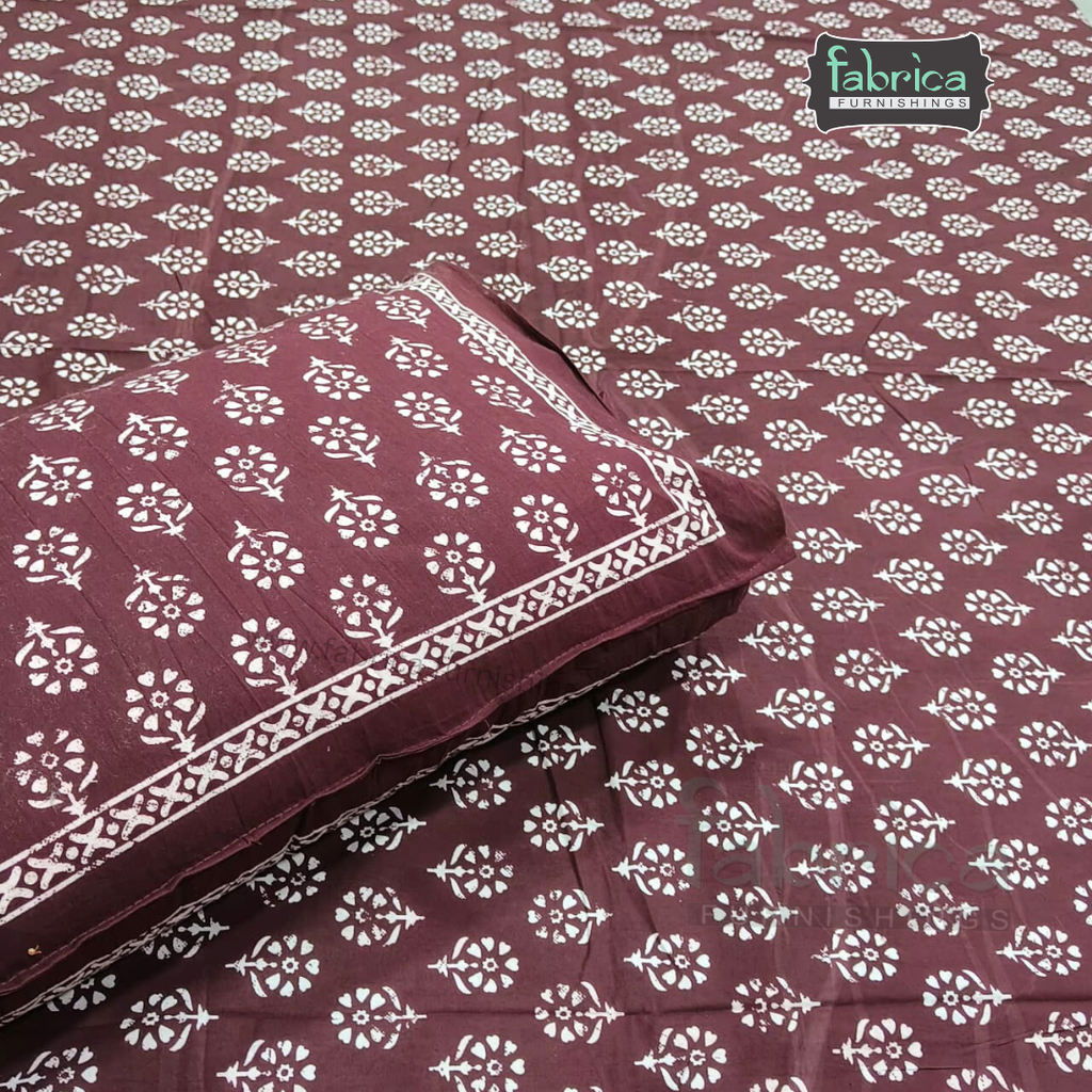 Indigo Printed Double Bed Pure Cotton Bedsheet