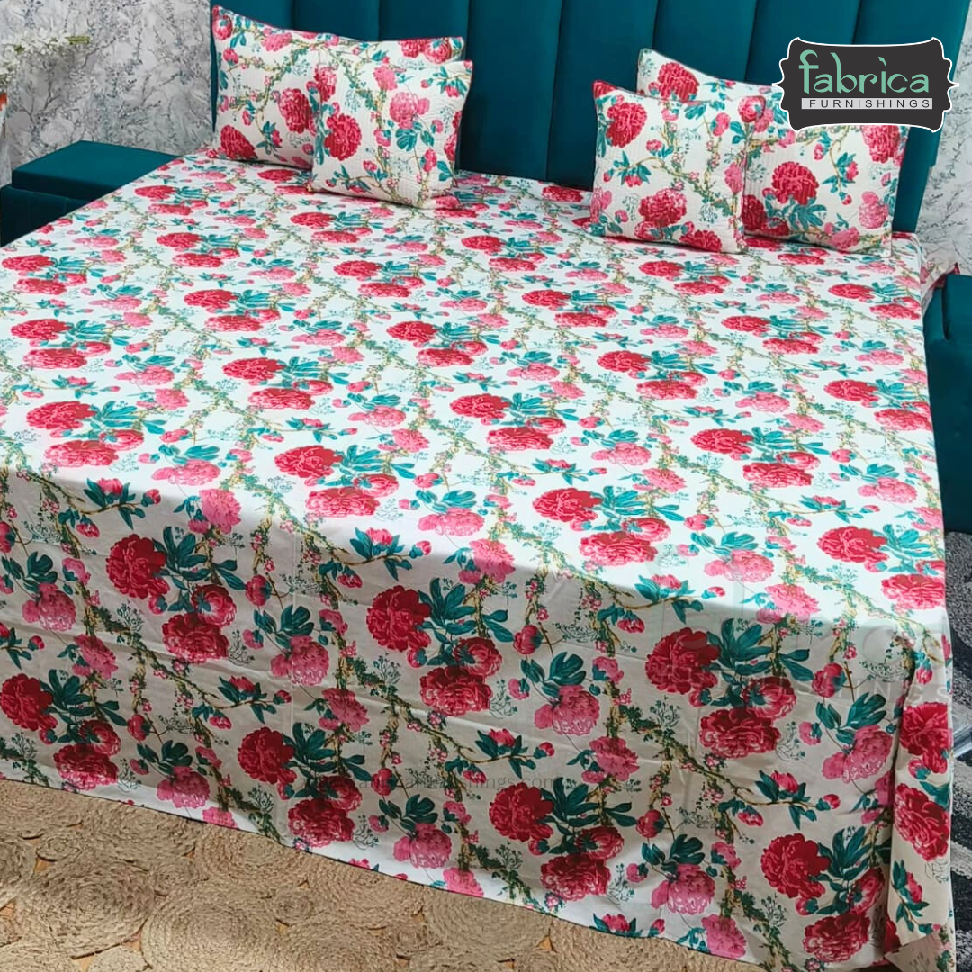 Anokhi Printed Quilted 5 pcs King Size Bedsheet Set