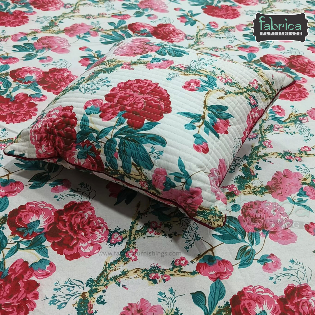 Anokhi Printed Quilted 5 pcs King Size Bedsheet Set