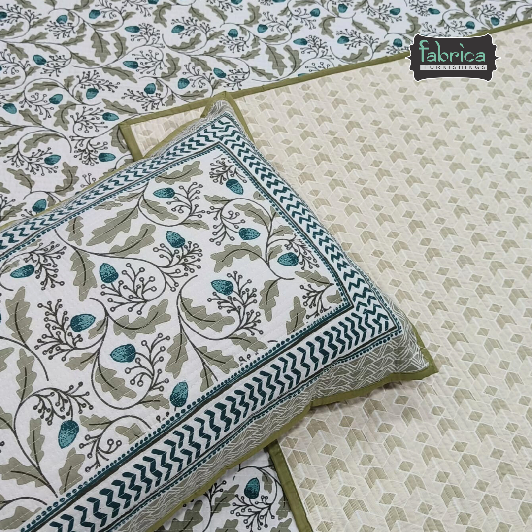 Rajwada Handblock Quilted Reversible Pure Cotton Bedcover