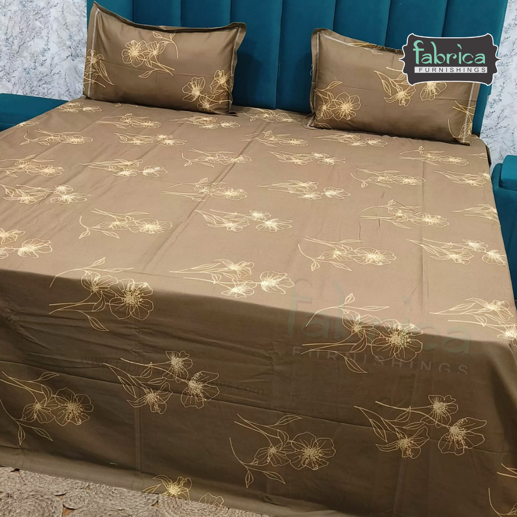 Abstract Dark Base Printed Premium Pure Cotton King Size Bedsheet