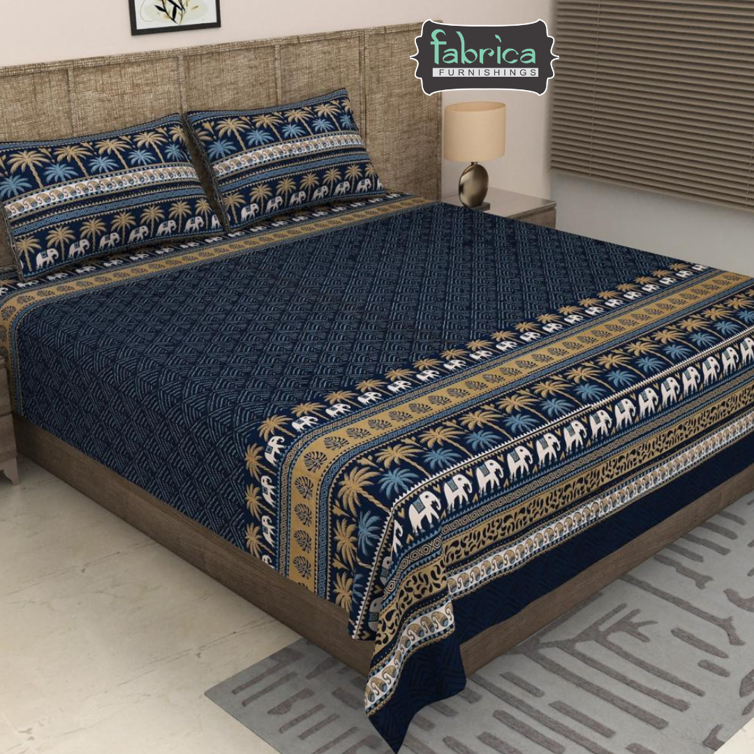 Sitara Handblock Designer Printed Premium Pure Cotton Kingsize Bed Sheets