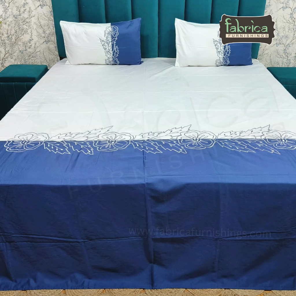 Shahi karigari Pure Cotton Designer Kingsize Embroidered Bedsheet