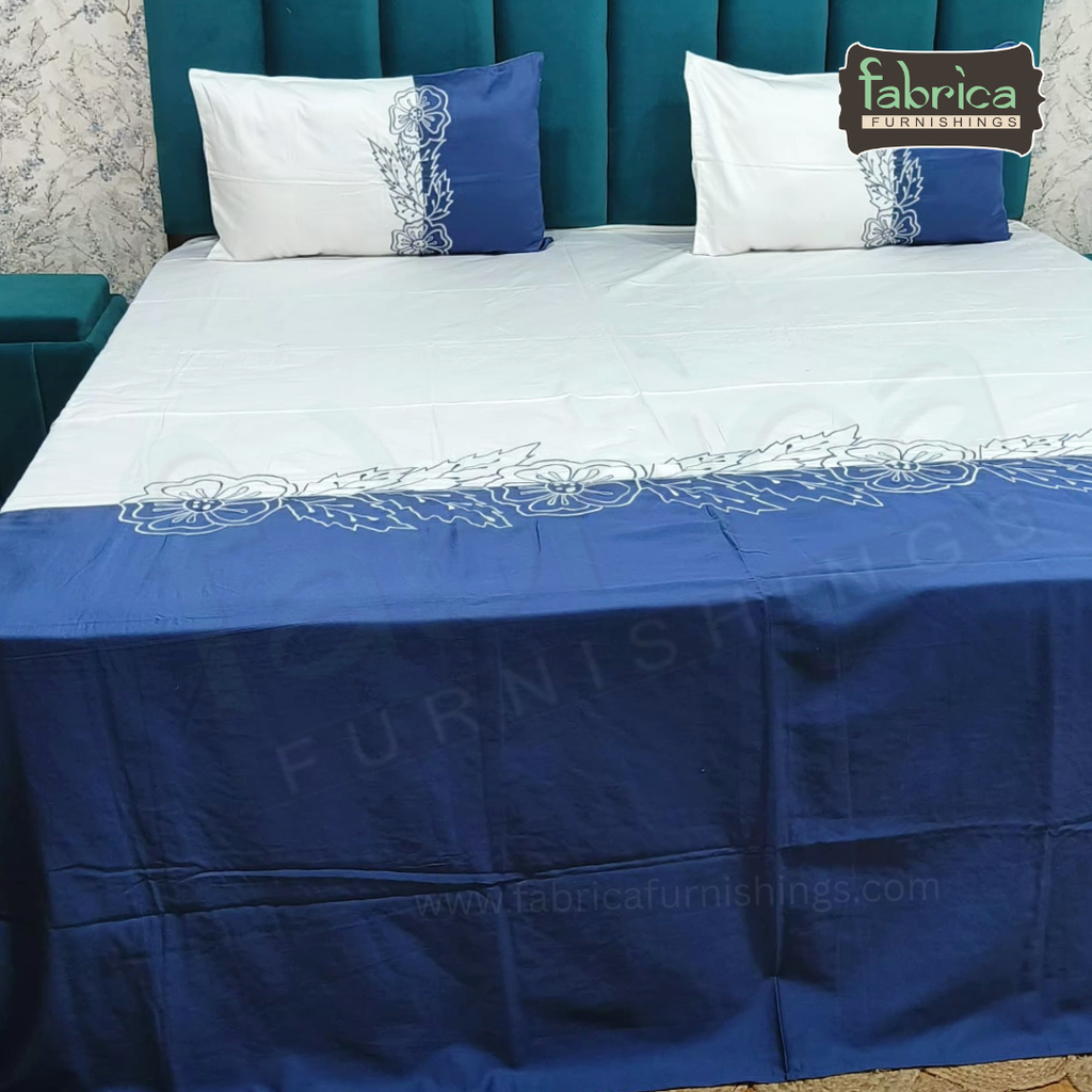 Shahi karigari Pure Cotton Designer Kingsize Embroidered Bedsheet