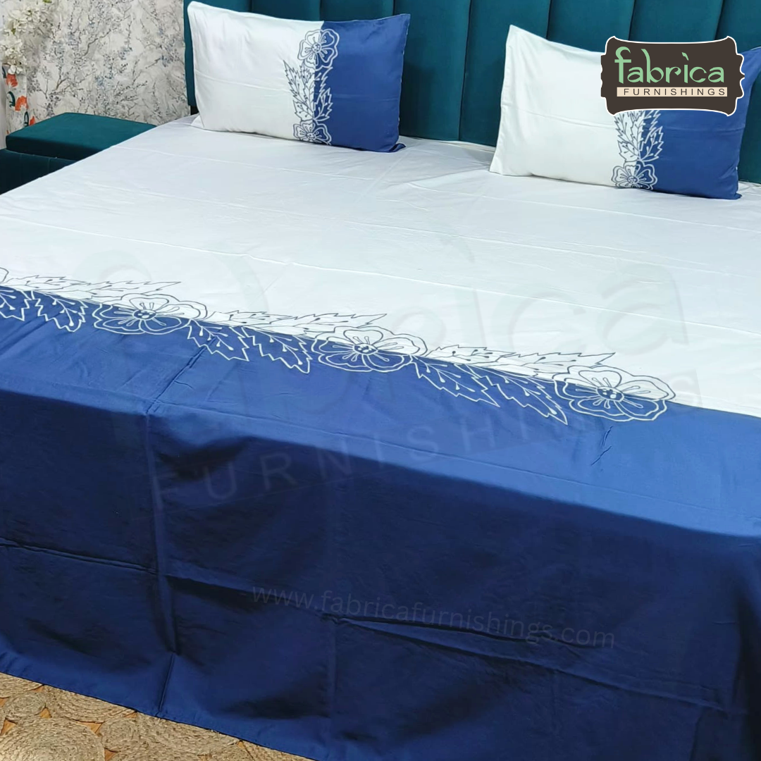 Shahi karigari Pure Cotton Designer Kingsize Embroidered Bedsheet