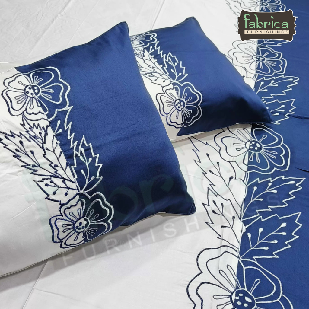 Shahi karigari Pure Cotton Designer Kingsize Embroidered Bedsheet