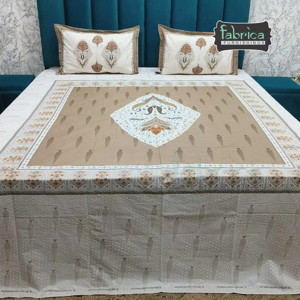 Satrangi Handblock Super King Size Pure Cotton Printed Bedsheet Set