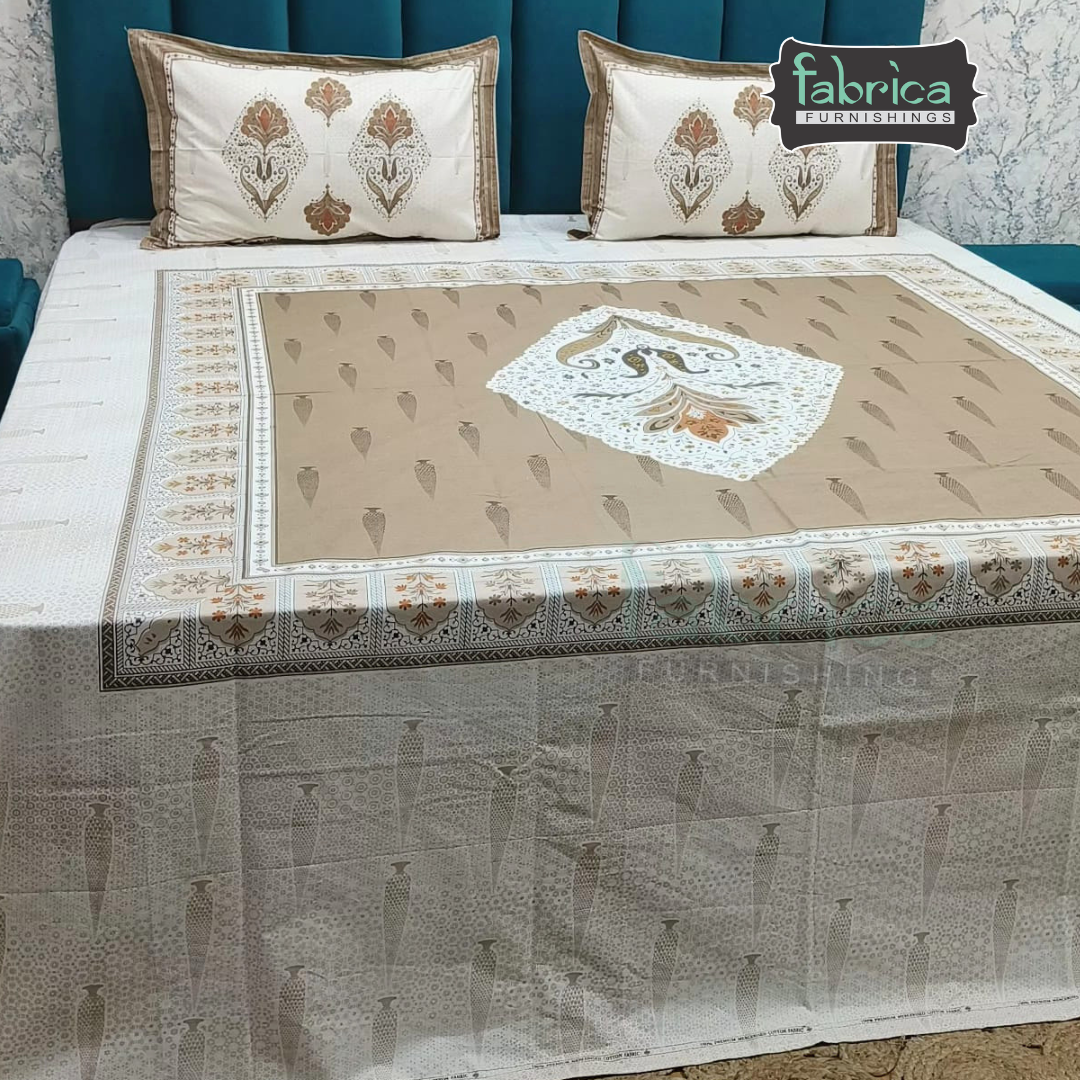 Satrangi Handblock Super King Size Pure Cotton Printed Bedsheet Set