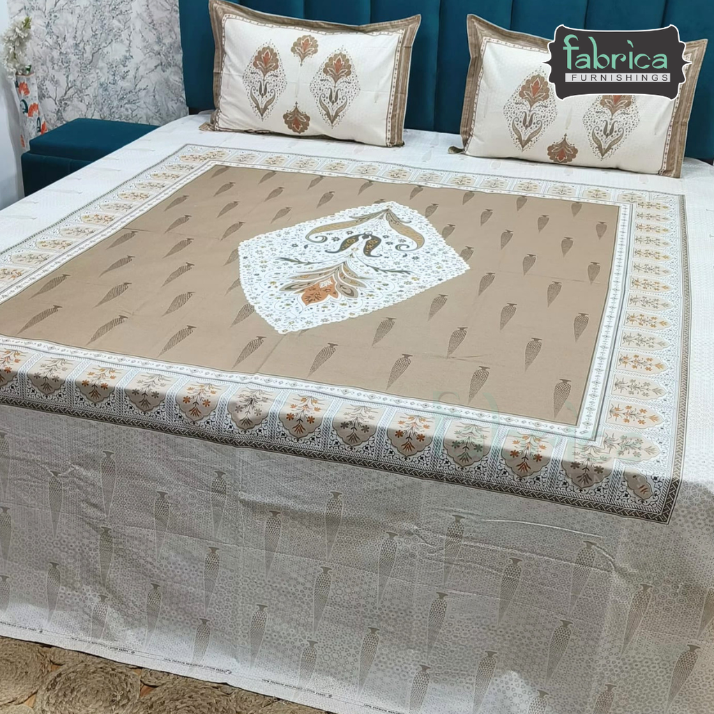Satrangi Handblock Super King Size Pure Cotton Printed Bedsheet Set