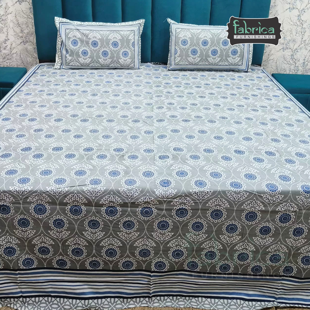 Gulnaar Double Bed Pure Cotton Printed Bedsheet Set