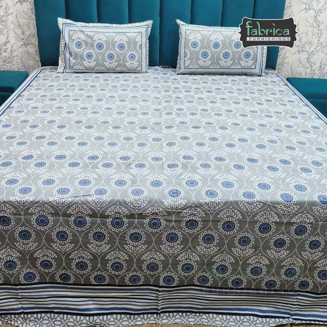 Gulnaar Double Bed Pure Cotton Printed Bedsheet Set