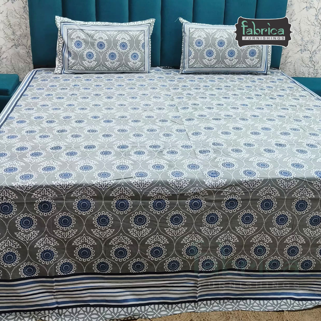 Gulnaar Double Bed Pure Cotton Printed Bedsheet Set