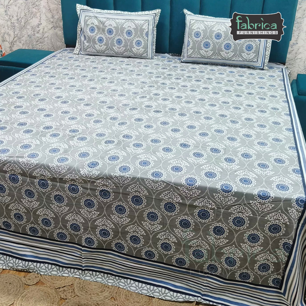 Gulnaar Double Bed Pure Cotton Printed Bedsheet Set