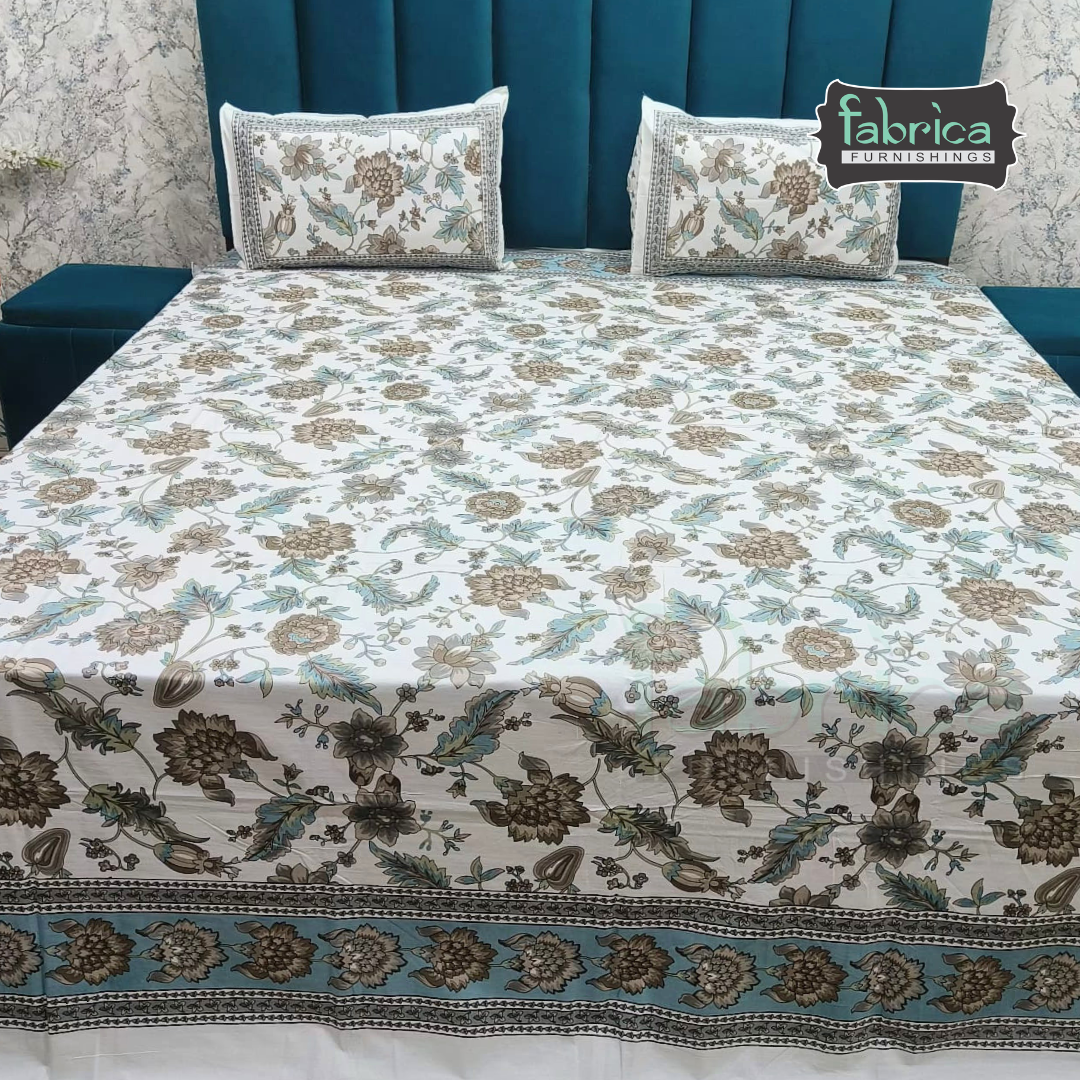 Shahi Printed Premium Pure Cotton Super Kingsize Bed Sheets(110*110) inches