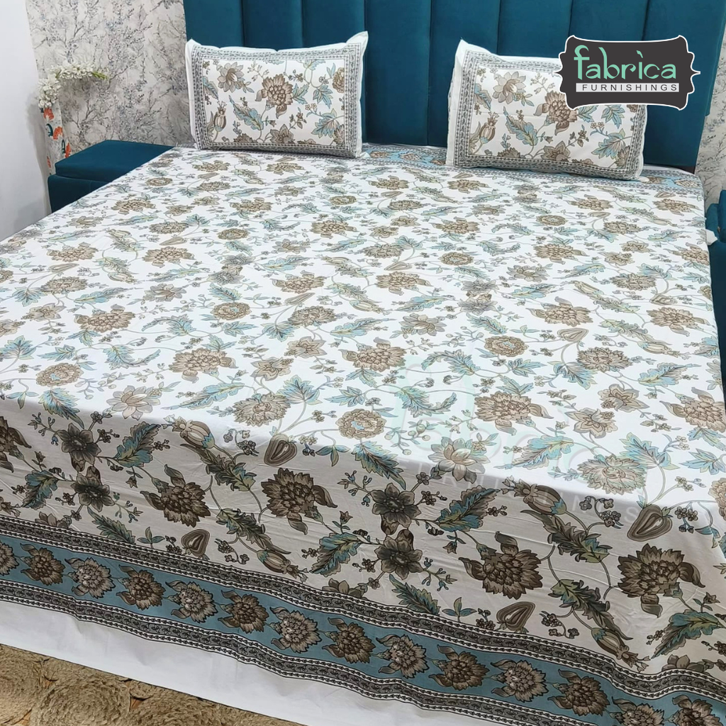 Shahi Printed Premium Pure Cotton Super Kingsize Bed Sheets(110*110) inches