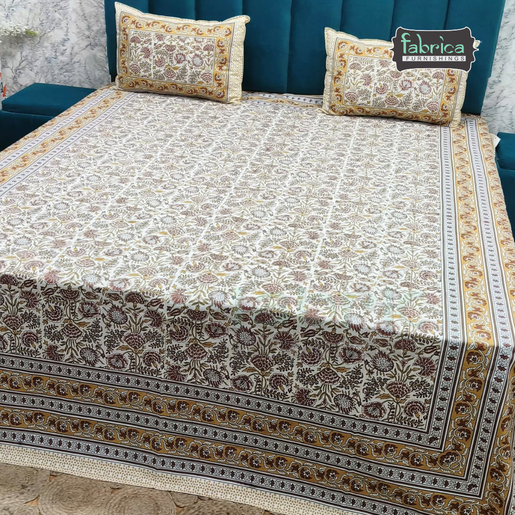 Royal Rajasthani Handblock Print pure Cotton Double Bed Sheets