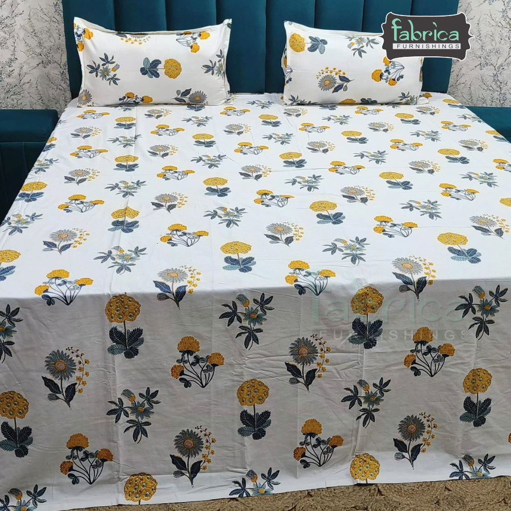 Pearl Print Premium Pure Cotton king Size Bedsheet