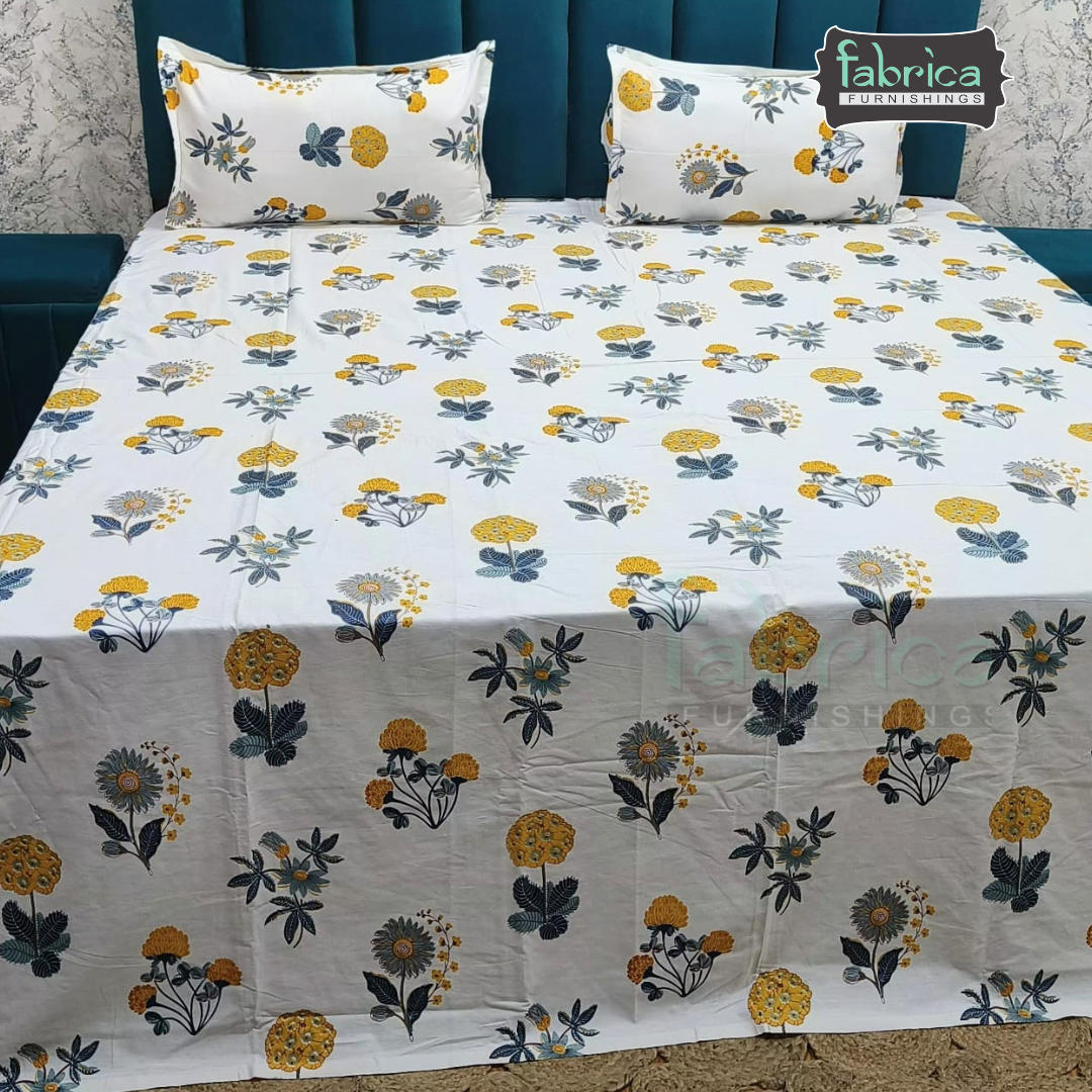 Pearl Print Premium Pure Cotton king Size Bedsheet