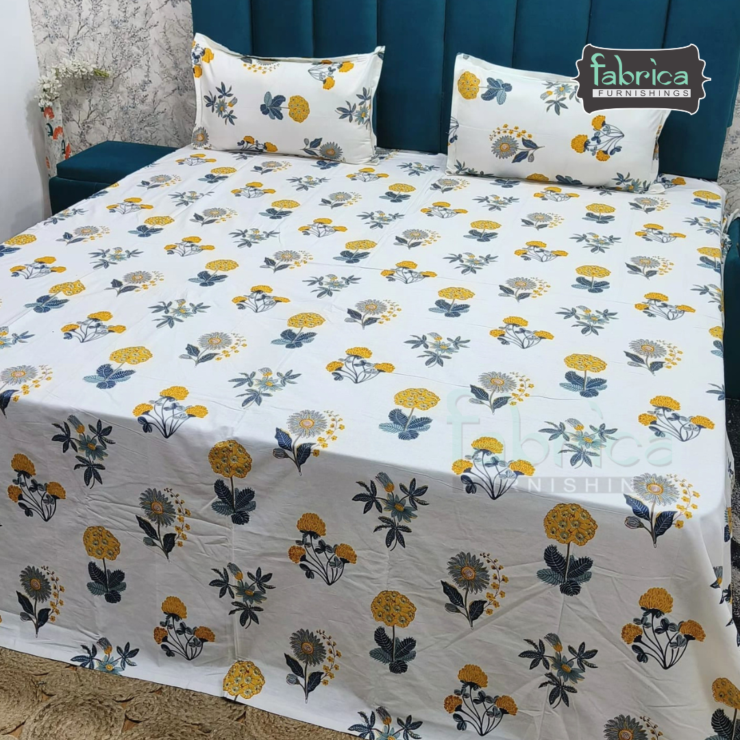 Pearl Print Premium Pure Cotton king Size Bedsheet