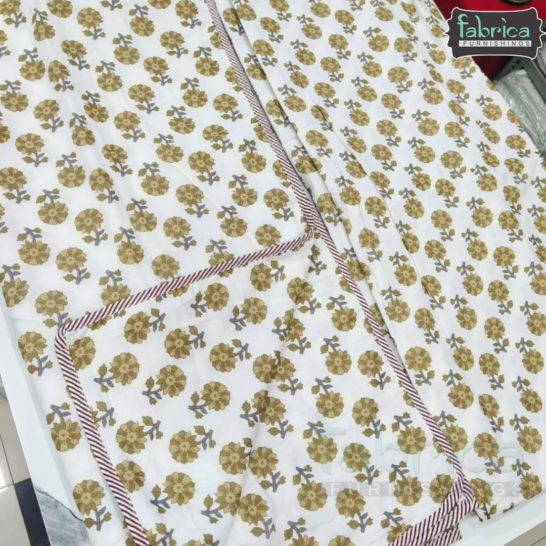 Tulip Floral Printed Single Bed Pure Mul Cotton AC Quilt