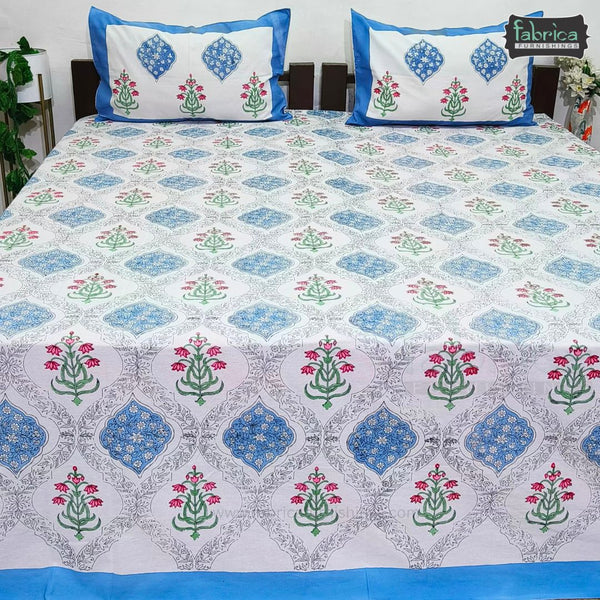 Rangoli Pure Cotton Handblock Super Kingsize Bedsheet