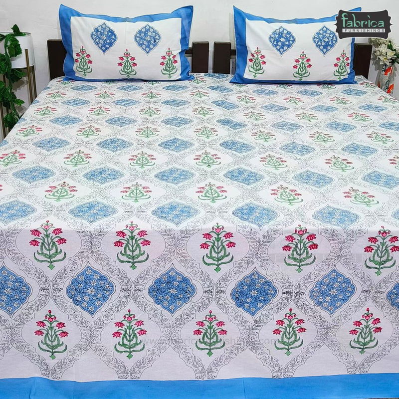 Rangoli Pure Cotton Handblock Super Kingsize Bedsheet