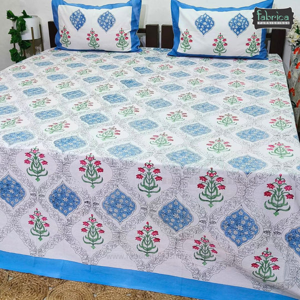 Rangoli Pure Cotton Handblock Super Kingsize Bedsheet