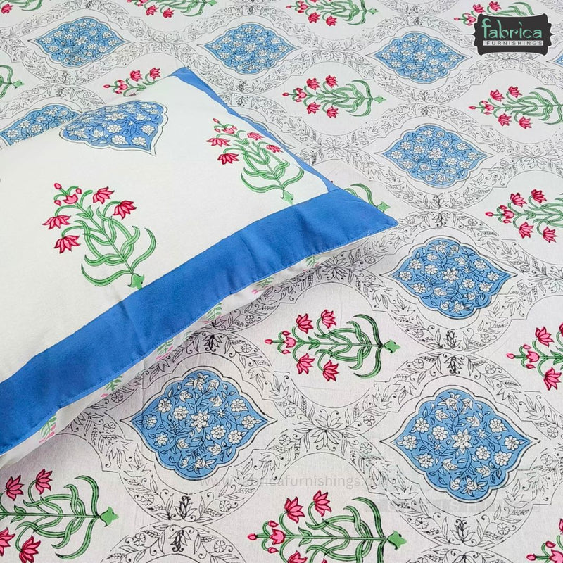 Rangoli Pure Cotton Handblock Super Kingsize Bedsheet