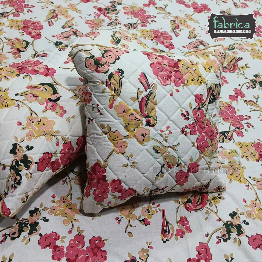 Anokhi Printed Quilted 5 pcs King Size Bedsheet Set