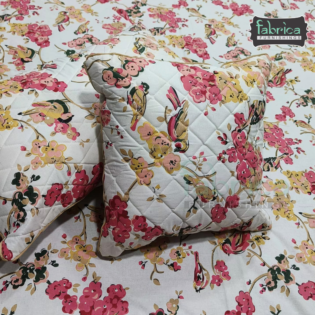 Anokhi Printed Quilted 5 pcs King Size Bedsheet Set