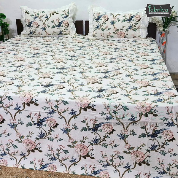 Traditional Anokhi Prints Pure Cotton King Size Lacework  Bedsheet