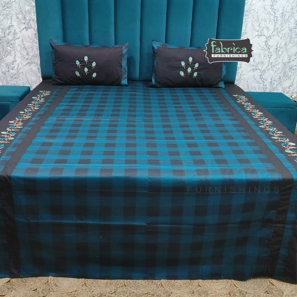 Fabby Home Designer Embroidered King Size Bedsheet Set