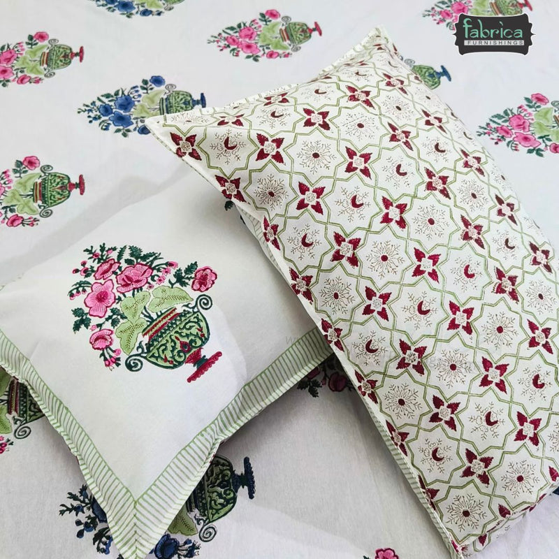 Rangoli Pure Cotton Handblock Super Kingsize Bedsheet