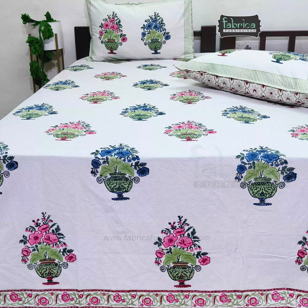 Rangoli Pure Cotton Handblock Super Kingsize Bedsheet