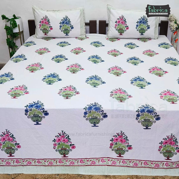 Rangoli Pure Cotton Handblock Super Kingsize Bedsheet
