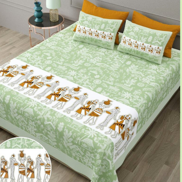 Gulmohar Printed Premium Pure Cotton King size Bed Sheets