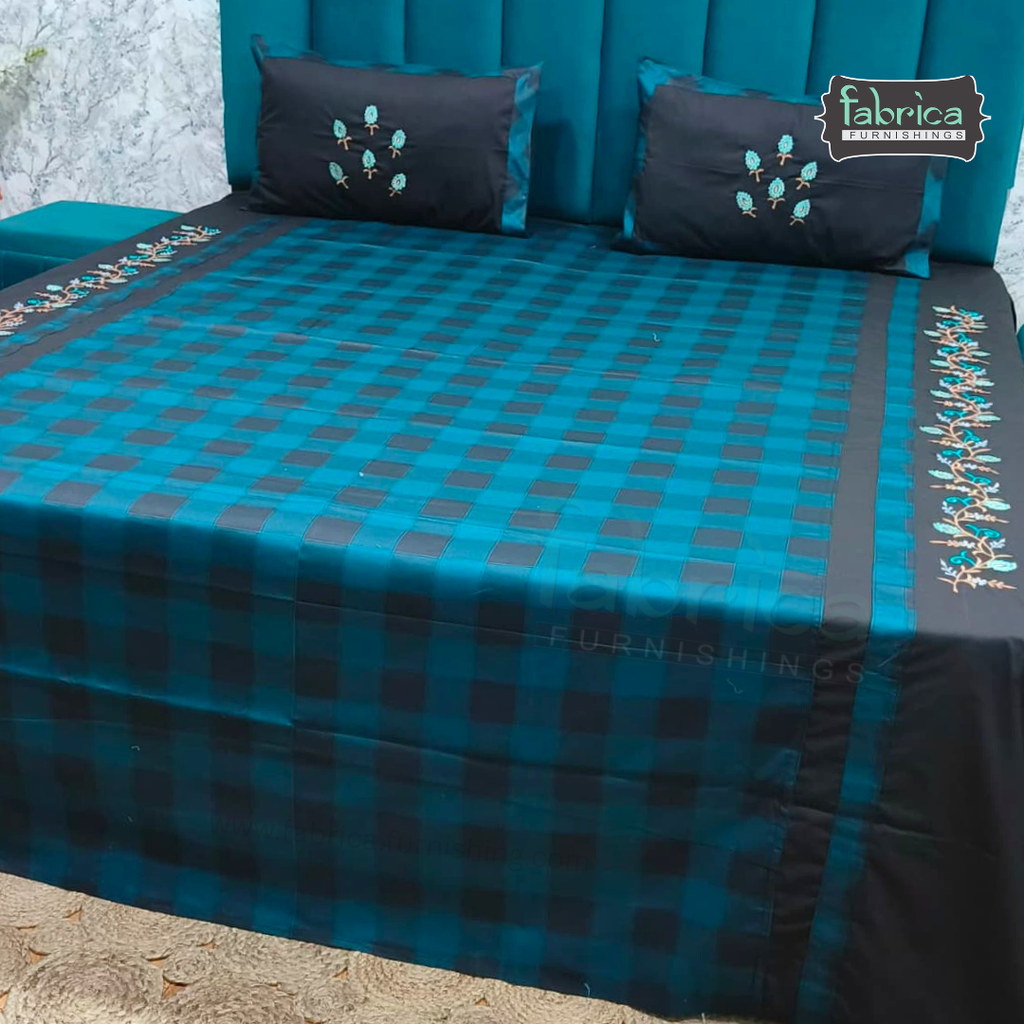 Fabby Home Designer Embroidered King Size Bedsheet Set