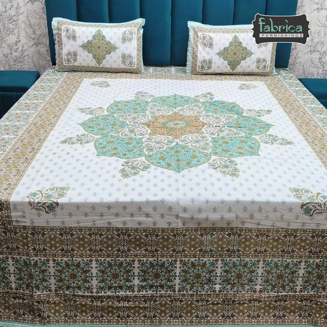Gulnaar Printed Pure Cotton king size Bedsheet Set