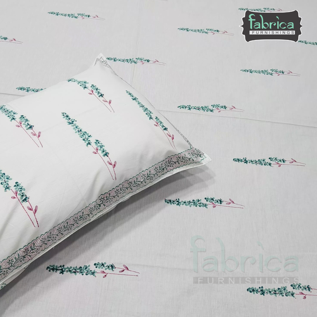 Percale Cotton Hand block Printed Super King-size Bedsheet