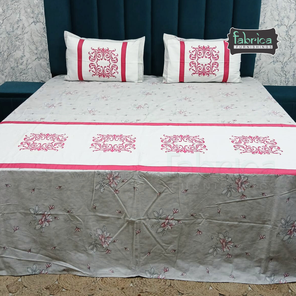 Fabby Home Decor Designer Kingsize Embroidered Bedsheet