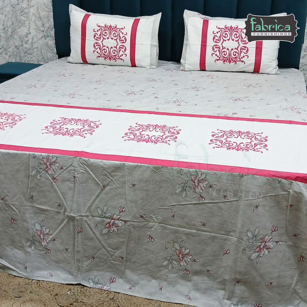 Fabby Home Decor Designer Kingsize Embroidered Bedsheet